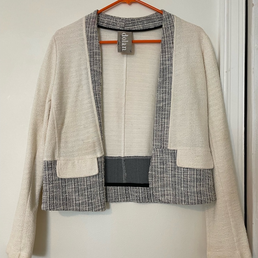 Dolan Ivory and Charcoal Open Cardigan